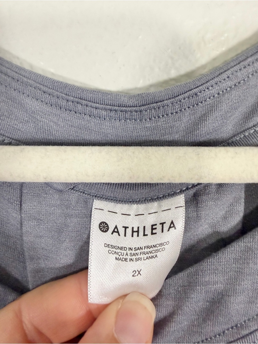 Athleta Shirt Light Blue Slate Relax Crew Neck Tee Cap Sleeve Athletic Women 2X - Picture 4 of 6